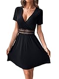 GORGLITTER Damen A-Linie Sommerkleid V-Ausschnitt Skaterkleid Elegant...