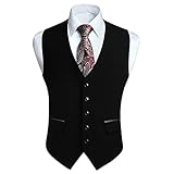 HISDERN Schwarz Anzugwesten Herren Klassische Hochzeit Business Weste...