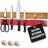 Magnetleiste Messer selbstklebend 40 cm - Messerhalter aus FSC®Akazienholz...