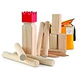 Carromco Original Wikingerschach Holz Premium – Kubb Spielset aus...
