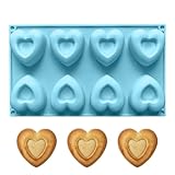 Herz-Silikonform, 8 Mulden, 29,2 x 17,2 x 2,5 cm, Backblech, Dessert- und...