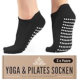 ATA Yoga Socken für Damen, 3 Parre rutschfeste Stoppersocken ABS Socken...