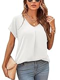 Yommay Damen Bluse Sommer Elegant V-Ausschnitt Tunika Shirt Oberteil Flowy...