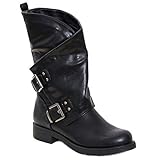 Toocool - Damen-Stiefel Biker Boots Motorradstiefel Schnallen SA9907,...