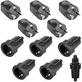 5 Paar Schuko Stecker Kupplung, 250V 16A IP54 Schutzkontakt Stecker,...