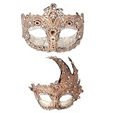 HDCRYSTALGIFTS 2er-Set Paare Masken Venezianische Party-Maske Champagner...