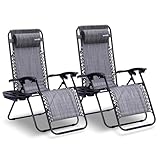SereneLife Liegestuhl Klappbar, Relaxliege 2er Set Grau als Gartenmöbel...