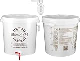 1x 30l Kompletter Gärbehälter mit Winkel- GÄRRÖHRCHEN Gäreimer Eimer...