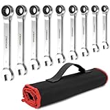 HYCHIKA Ratschenschlüssel Set, 9Pcs Ringschlüssel Set,...