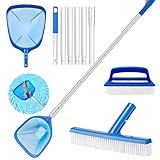 Poolbürste mit Teleskopstange,188 cm Pool Kescher mit Teleskopstange,Pool...