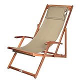 Casaria® Sonnenliege Holz Wetterfest Klappbar Verstellbar 160kg Belastbar...