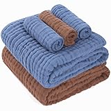 HardNok Premium 5-teiliges Musselin-Babyhandtuch-Set: 109 x 109 cm, sanfte...