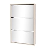 Eleganz Schuhschrank mit 3 Fächern & Spiegel - Schuhregal aus...