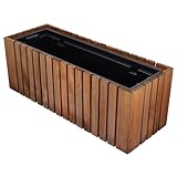 HRB Blumentopf Vintage eckig aus Echtholz braun 20 L, hochwertiger Holz...