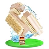 FEINHOLZ Handbürste Nagelbürste Holz (3 Stck.) mit stabilen Borsten hart...