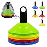 Druuzyl 50 Stück Markierungshütchen mit Ständer & Netztasche - 5 Farben...