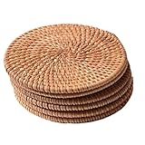 TOGEVAL Natürliche Rattan Untersetzer Handgefertigte Hitzebeständige...
