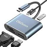 USB C auf HDMI VGA Adapter, USB C Multiport 4K@30Hz HDMI Adapter 4 in 1 mit...