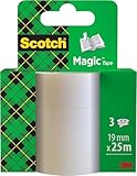 Scotch Magic Tape - 3 Rollen, 19 mm x 25 m - Unsichtbares Klebeband für...