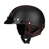 Leder-Motorradhelm, ECE/DOT-zugelassen, Fmvss 218, halbe Motorradhelme mit...