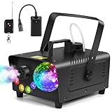 Katomi 800W Nebelmaschine mit Musikgesteuert Discokugel, 4 LED RGB Effekt...