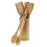 Relaxdays Küchenhelfer Set Bambus 7-teilig 30 cm lang als Kochlöffel Set...