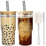 ALINK Bubble Tea Cups 2 Pack 650 ml Glasbecher, wiederverwendbarer...