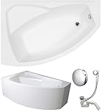VBChome Badewanne 160x100 cm Acryl SET Schürze Siphon Wanne Ecke...