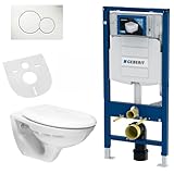 Belvit Hänge WC Set Weiß spülrandlos mit Softclose Sitz, Geberit UP100,...