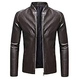 Herren-Motorrad-Bomberjacke, Stehkragen, schmale Passform, Reißverschluss,...