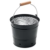 James Premium Grill-Kübel, Tragbarer Grilleimer aus Eisen, Holzgriff,...