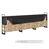 VEVOR Kaminholzregal Metall 386x36x117cm Brennholzregal mit Abdeckung...