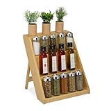 Relaxdays Gewürzregal, Bambus, H x B x T: 29,5 x 30 x 26 cm, 3 Etagen,...