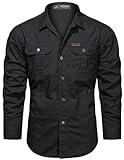 PADOLA Hemd Herren Baumwolle Hemden Langarm Slim Fit Cowboyhemd Stehkragen...