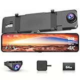 JOMISE G814 Dashcam Spiegel, 4K UHD Dashcam Auto Vorne Hinten mit...