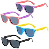 MUNSKT Kinder Sonnenbrille 4er Set Polarisiert UV400 Schutz Silikon Rahmen...