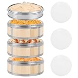 SHUESS Bambus Dampfgarer Topf 3-teilig mit Deckel Ø20cm – Dampfgargerät...