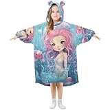 SKYSHU Meerjungfrau-Decke mit Kapuze für Kinder, übergroß, weich,...