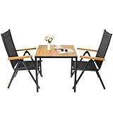 LIFERUN Alu Gartenmöbel Set 3-tlg, Balkonset 2 Stühle 1 Tisch, WPC...