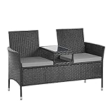 SVITA Poly Rattan Gartenbank Chicago Rattanbank Bank Tisch Sitzbank Balkon...