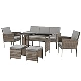 SVITA Denver Polyrattan Gartenmöbel Set Essgruppe Lounge Esstisch Braun