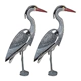 Relaxdays Reiher Gartenfigur, 2er Set, gegen Fischreiher, für Gartenteich,...
