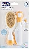 Chicco Set Baby-Haarbürste und Kamm, Babybürste mit weichen Naturborsten,...