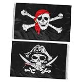 Garneck 2 Stück Halloween Dekorative Flaggen mit Piratenschädel Kreative...