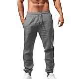 Leinenhosen Herren Lang Leicht Sommerhose Loose Fit Standhosen Männer...