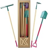 KADAX Gartenwerkzeug-Set, 4er Set, Metall Spaten, Rechen und Hacke,...