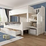 Kinderbett Etagenbett 90x200&140x200, Hochbett mit Leiterschrank&2...