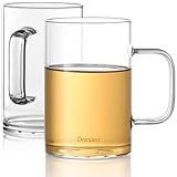 Dorsaer 480ml Teegläser 2er Set, Flacher Boden Kaffeegläser mit Henkel,...