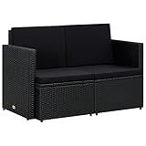 vidaXL Gartensofa 2-Sitzer mit Auflagen Lounge Gartenbank Sofa Bank...