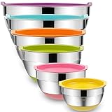Rührschüsseln mit luftdichten Deckeln, 6-teilige Edelstahl-Metallschalen...
